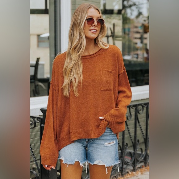 Magnolia Boutique Rust Lightweight Textured Knit Sweater - Picture 3 of 3